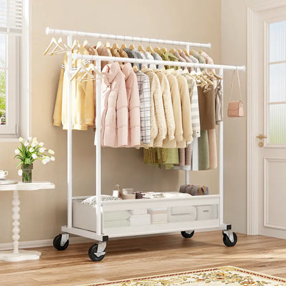 Heavy Duty Clothing Racks with NetPocket Holds Up to 210lbs