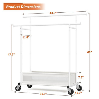 Heavy Duty Clothing Racks with NetPocket Holds Up to 210lbs